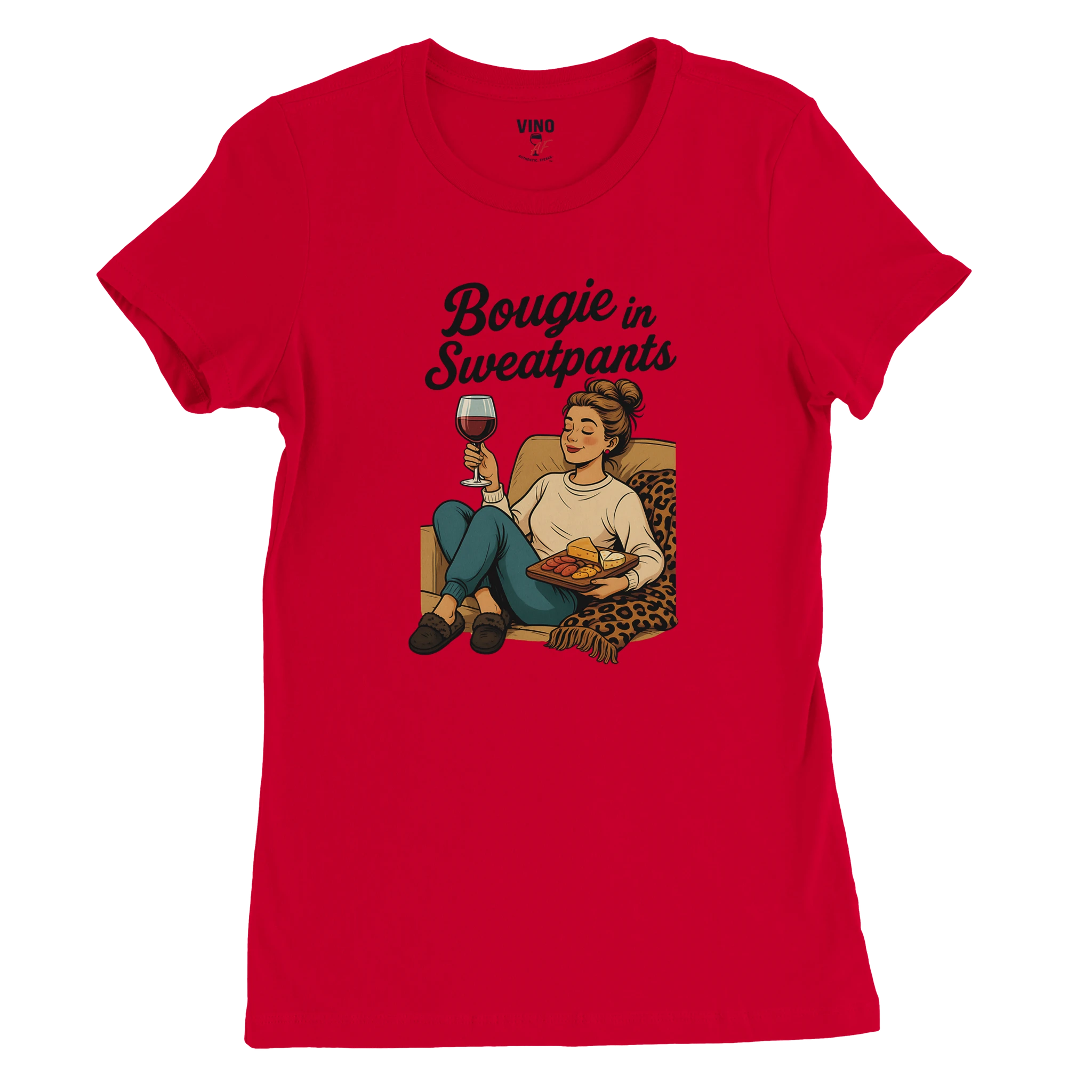 Cozy wine night tee for women who snack, sip, and skip the drama. Comfy vibes, bougie energy.