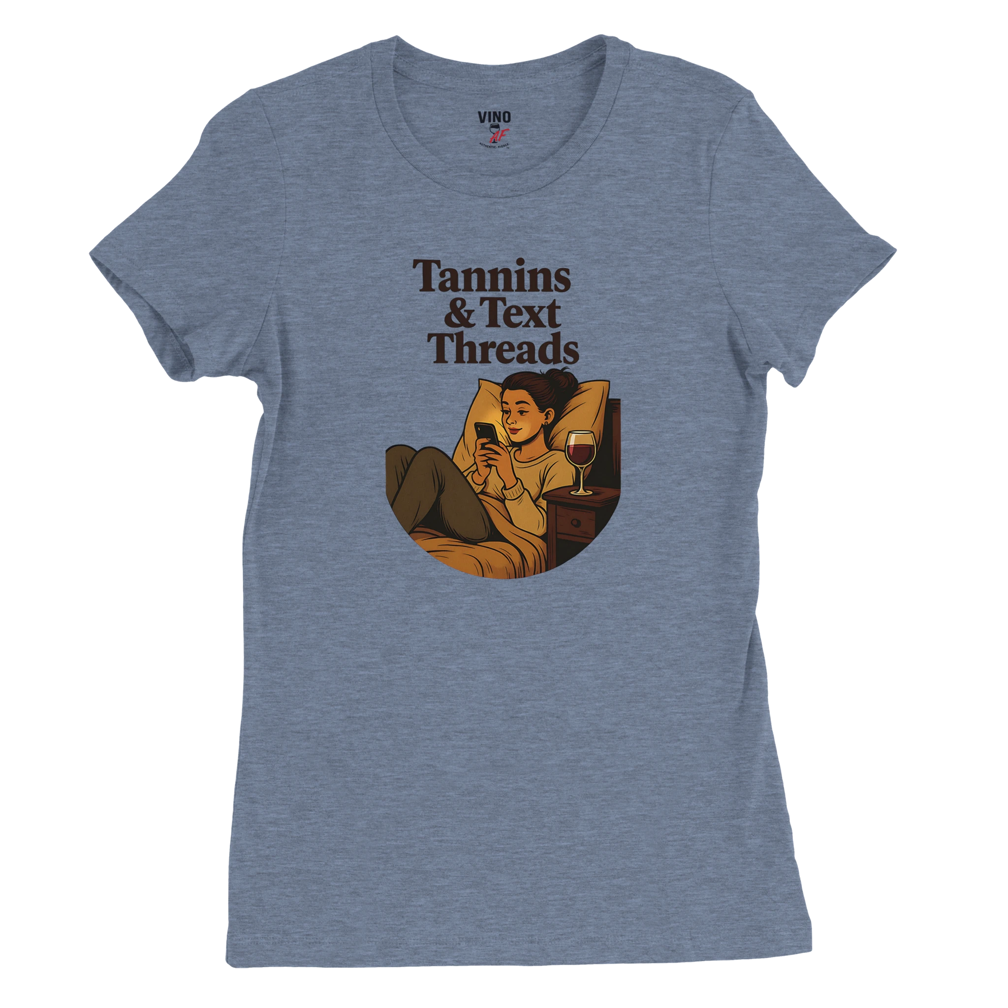 Cozy wine night tee for women who snack, sip, and skip the drama. Comfy vibes, bougie energy.