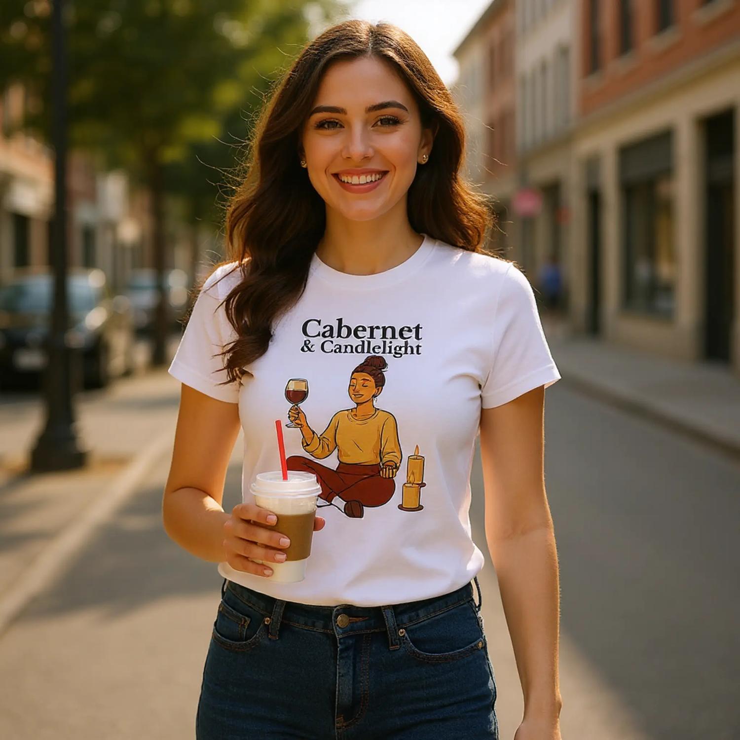 Cozy wine night tee for women who snack, sip, and skip the drama. Comfy vibes, bougie energy.