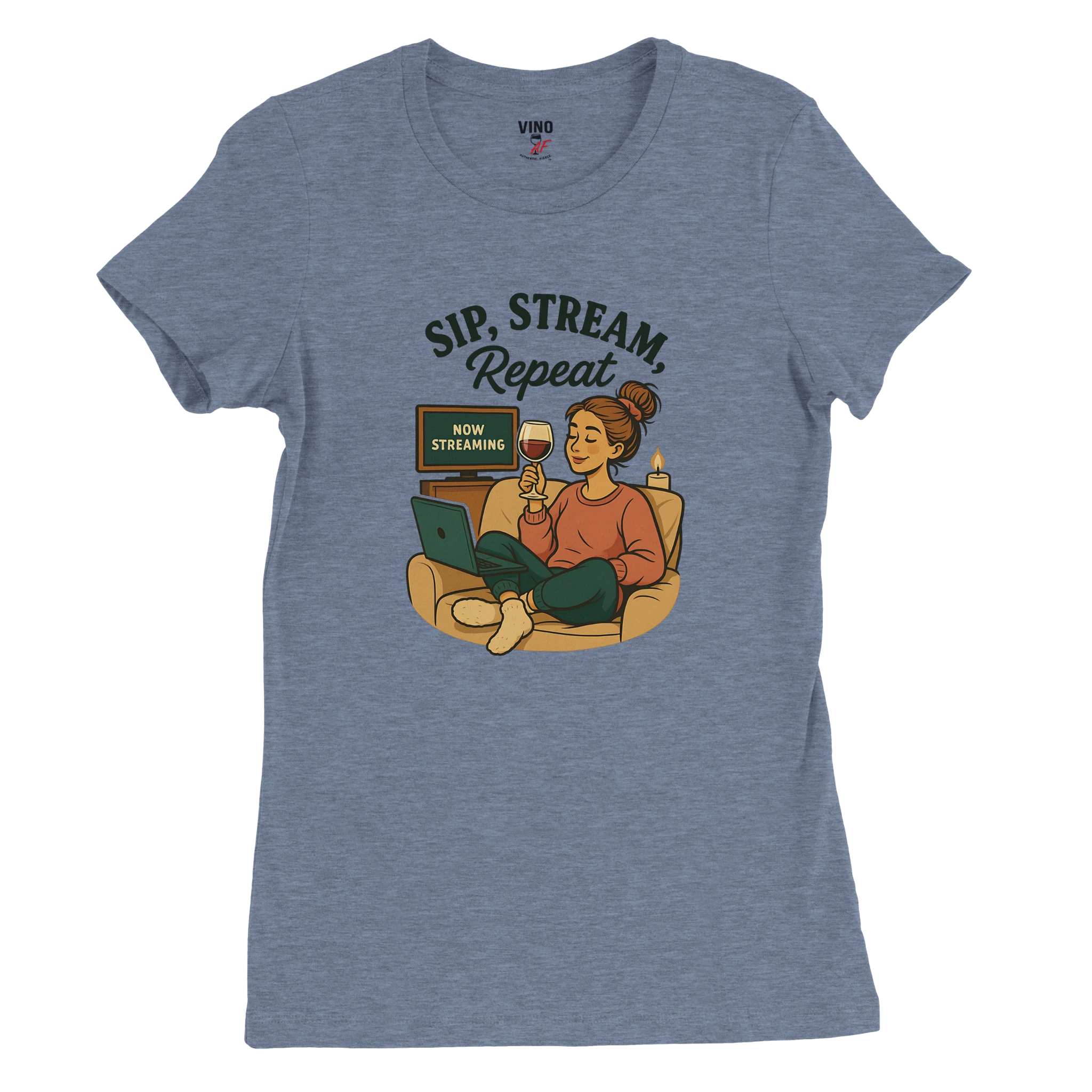 Cozy wine night tee for women who snack, sip, and skip the drama. Comfy vibes, bougie energy.