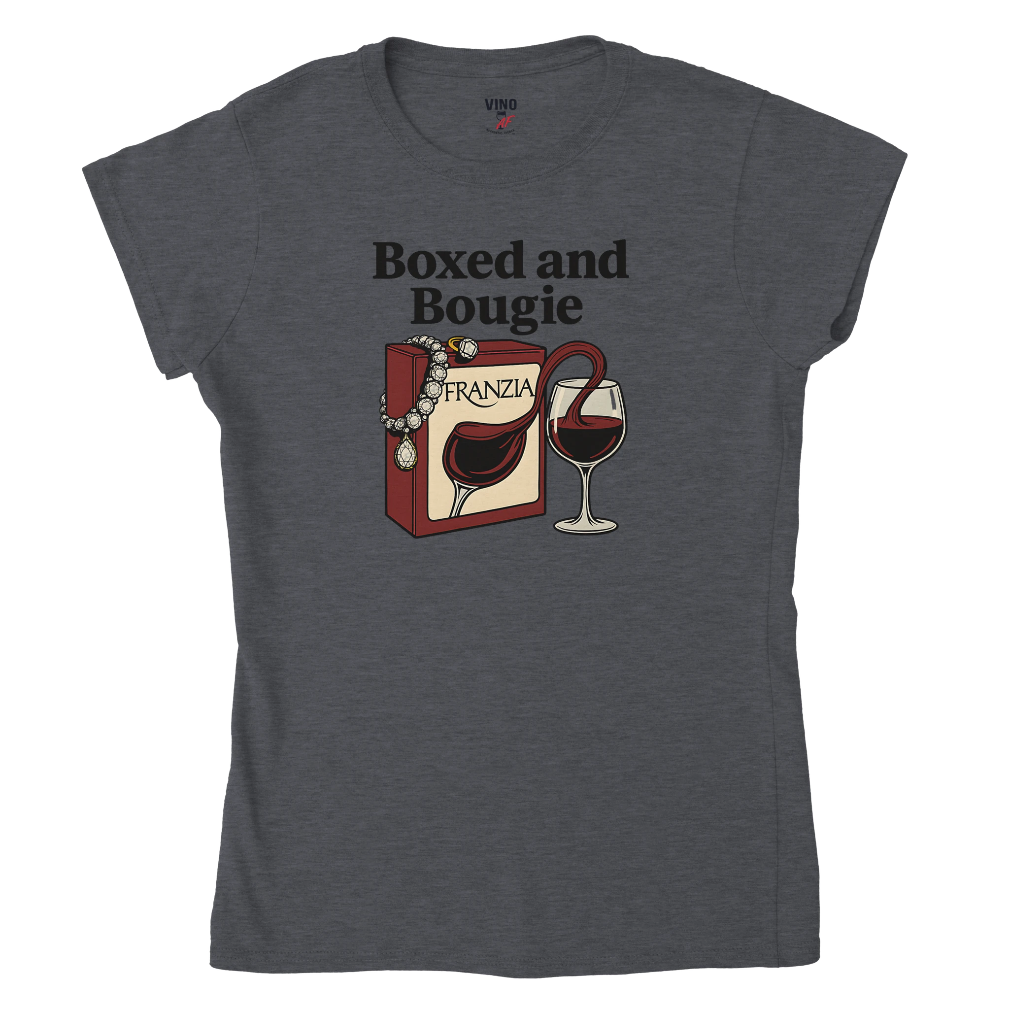 Cozy wine night tee for women who snack, sip, and skip the drama. Comfy vibes, bougie energy.
