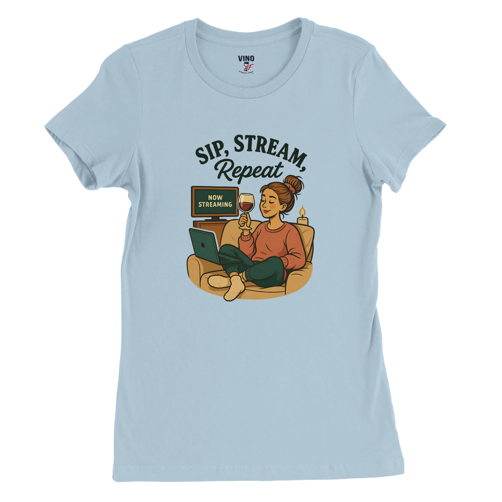 Cozy wine night tee for women who snack, sip, and skip the drama. Comfy vibes, bougie energy.