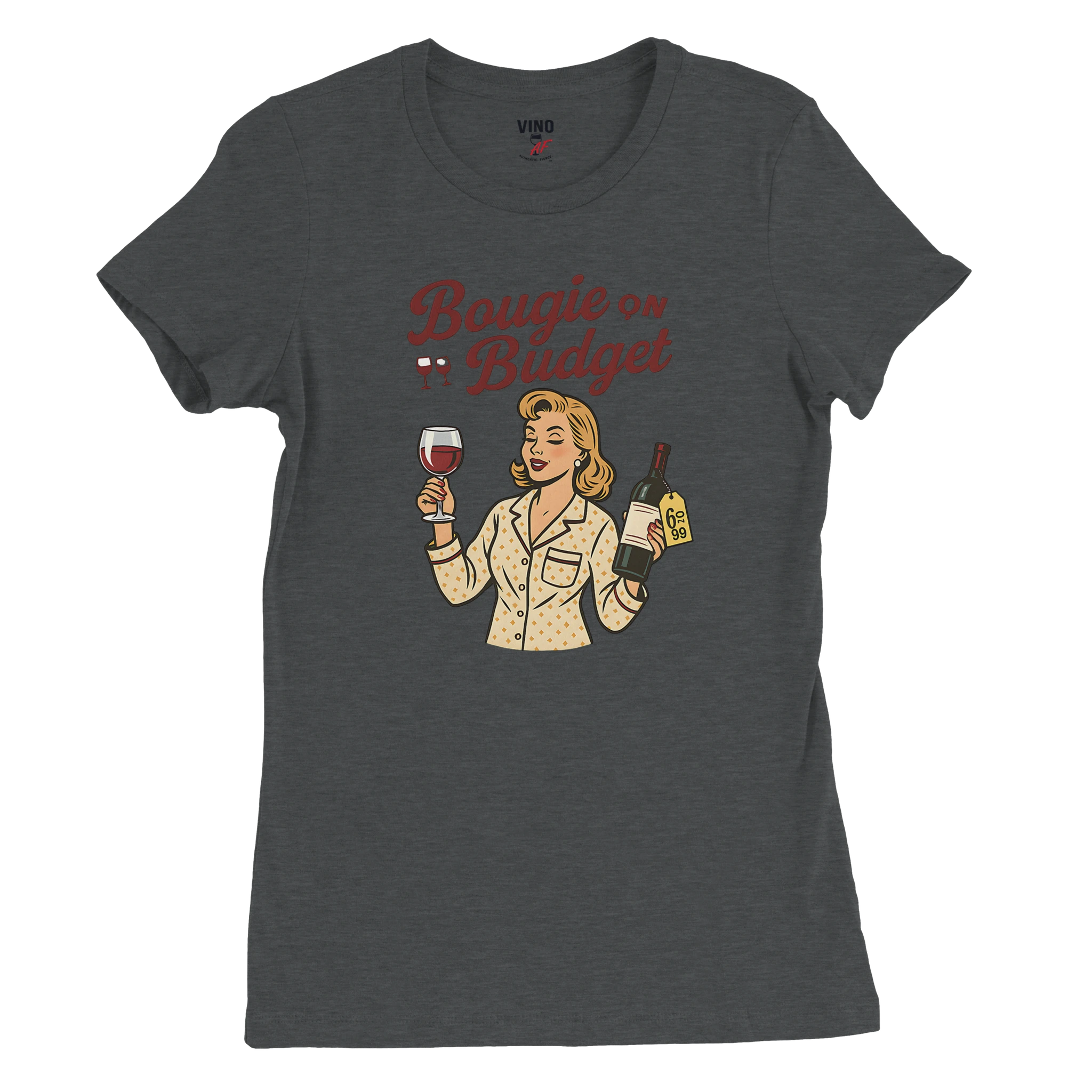 Cozy wine night tee for women who snack, sip, and skip the drama. Comfy vibes, bougie energy.