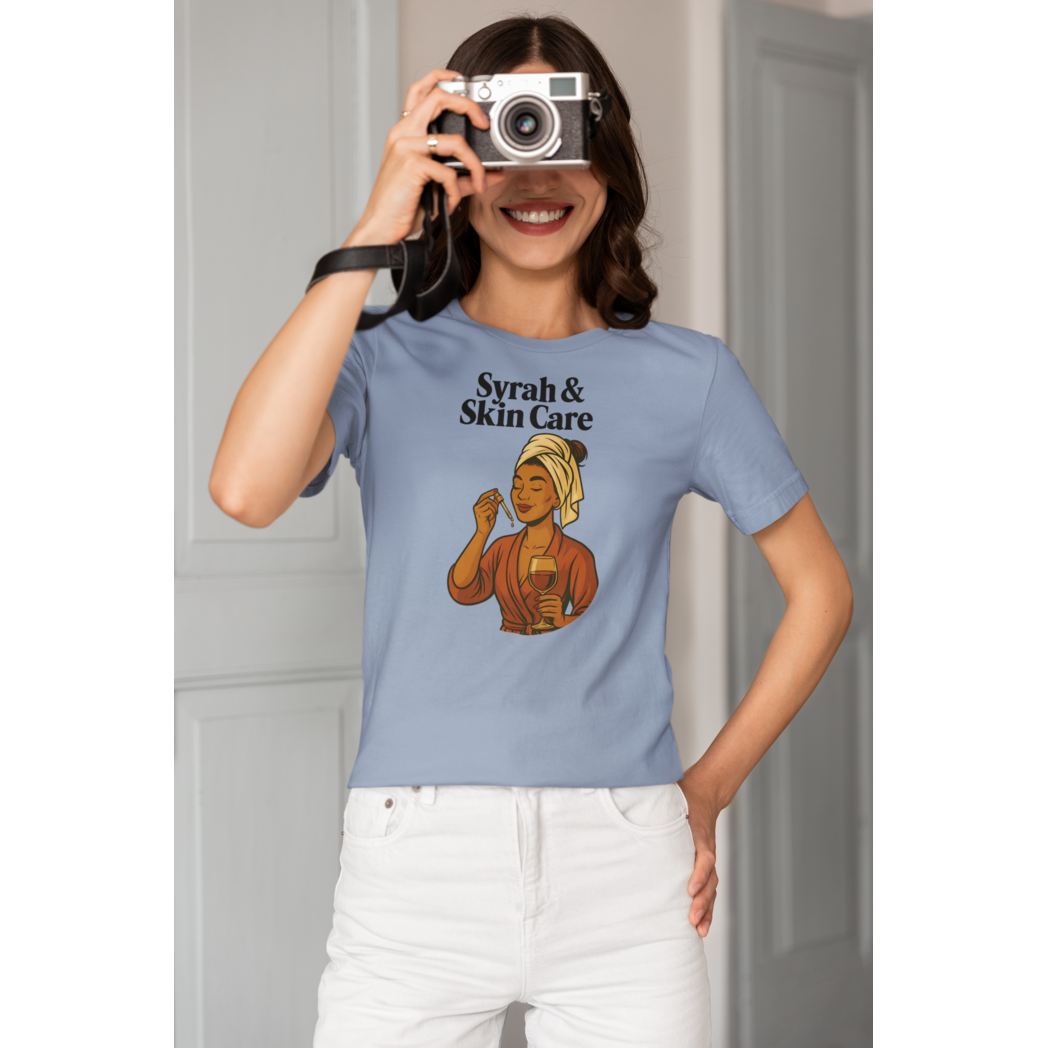 Cozy wine night tee for women who snack, sip, and skip the drama. Comfy vibes, bougie energy.