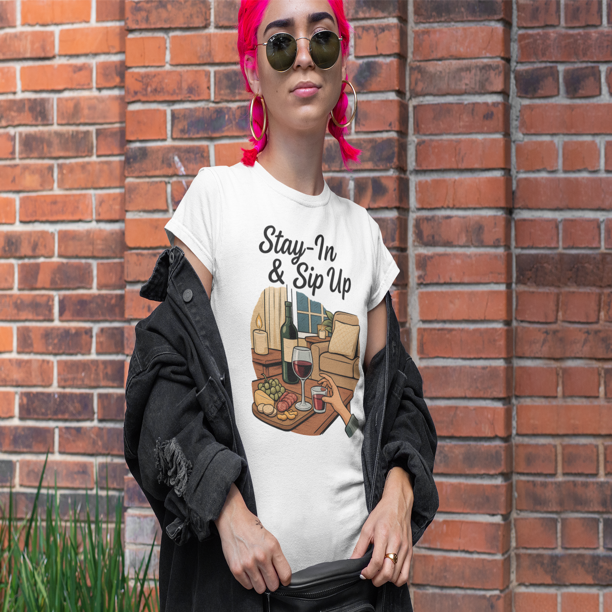 Cozy wine night tee for women who snack, sip, and skip the drama. Comfy vibes, bougie energy.